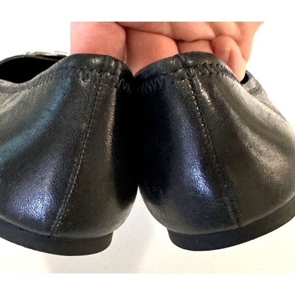 Tory Burch Black Flats with Gold Logo - Picture 6 of 9